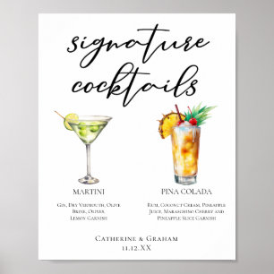 Martini Piña Colada Signature Cocktails Menü Poster