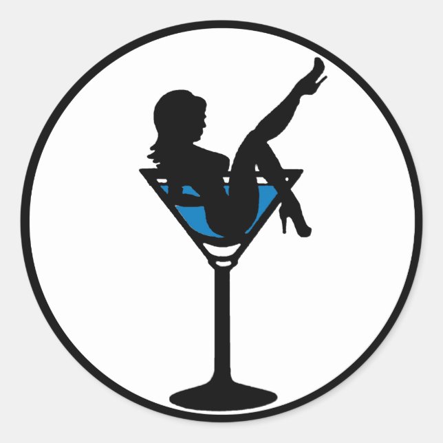 Martini Silhouette Blue Drink Aufkleber (Vorderseite)