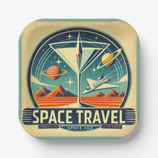 Martini Space Travel 1957 New World Logo Pappteller (Vorderseite)
