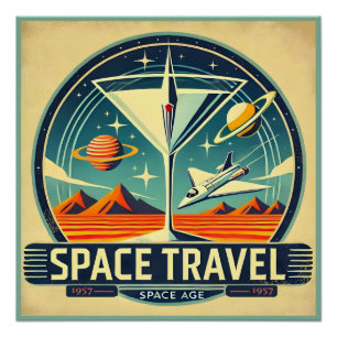 Martini Space Travel 1957 New World Logo Poster