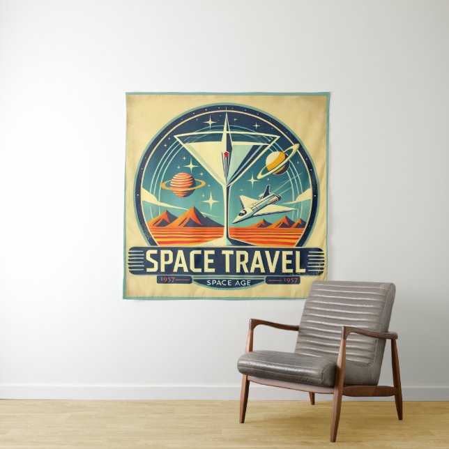 Martini Space Travel 1957 New World Logo Wandteppich (Beispiel)
