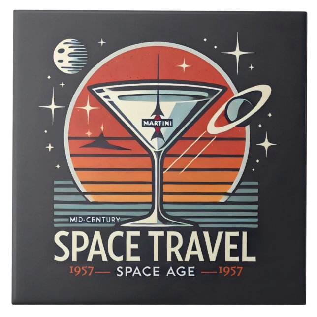 Martini Space Travel 1957 Space Age Logo Fliese (Vorderseite)