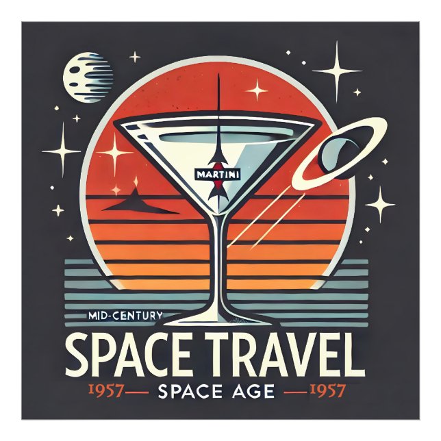 Martini Space Travel 1957 Space Age Logo Fotodruck (Vorne)