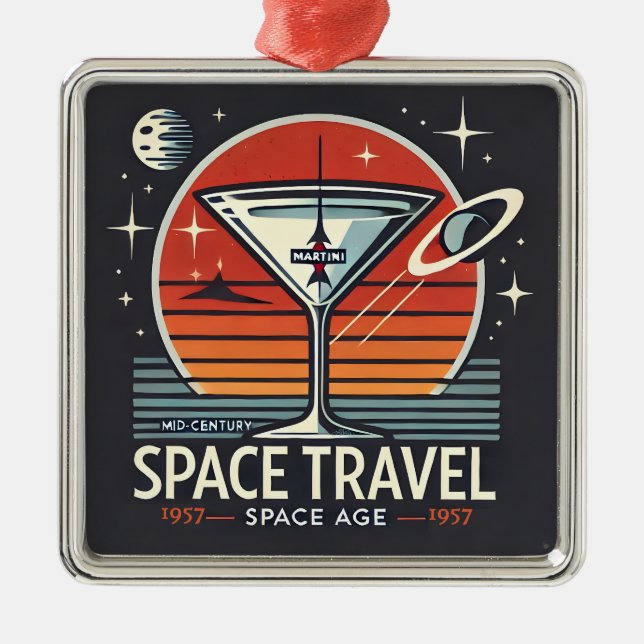 Martini Space Travel 1957 Space Age Logo Ornament Aus Metall (Vorne)