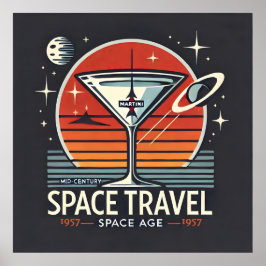 Martini Space Travel 1957 Space Age Logo Poster
