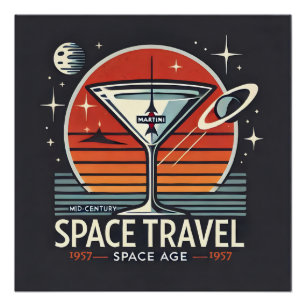 Martini Space Travel 1957 Space Age Logo Poster