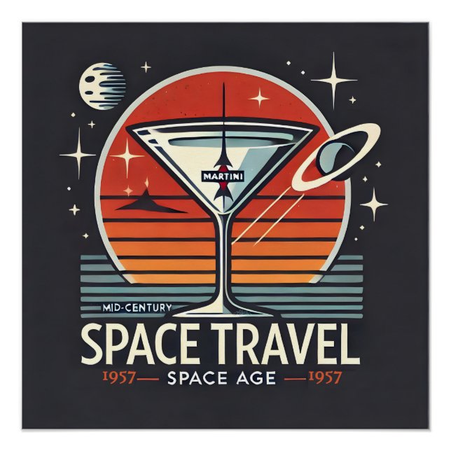 Martini Space Travel 1957 Space Age Logo Poster (Vorderseite)
