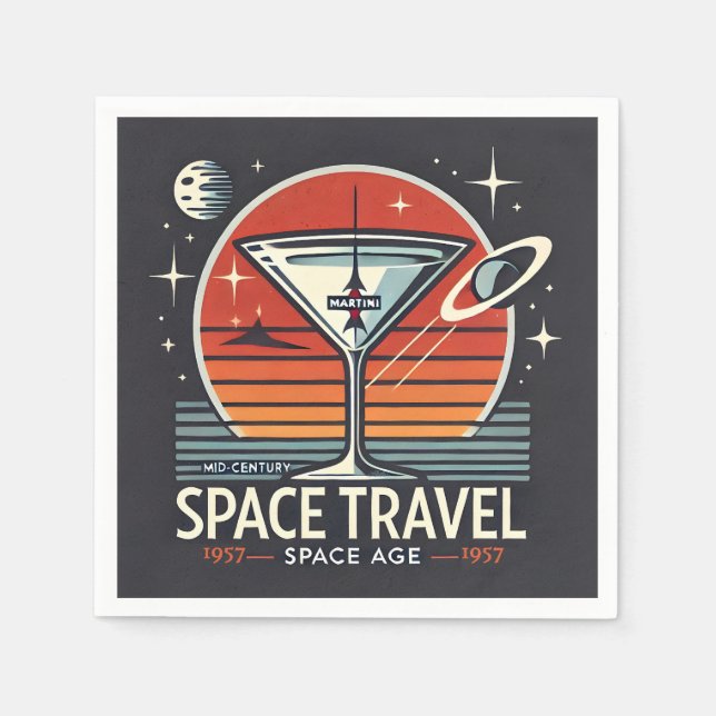 Martini Space Travel 1957 Space Age Logo Serviette (Vorderseite)