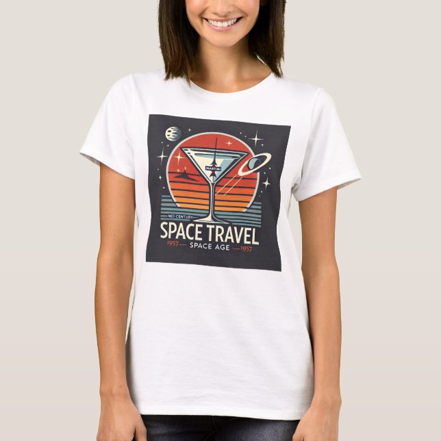 Martini Space Travel 1957 Space Age Logo T-Shirt (Vorderseite)