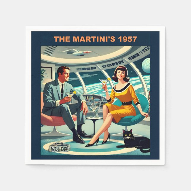 Martini Space Travel Poster Die Martini's 1957 Serviette (Vorderseite)