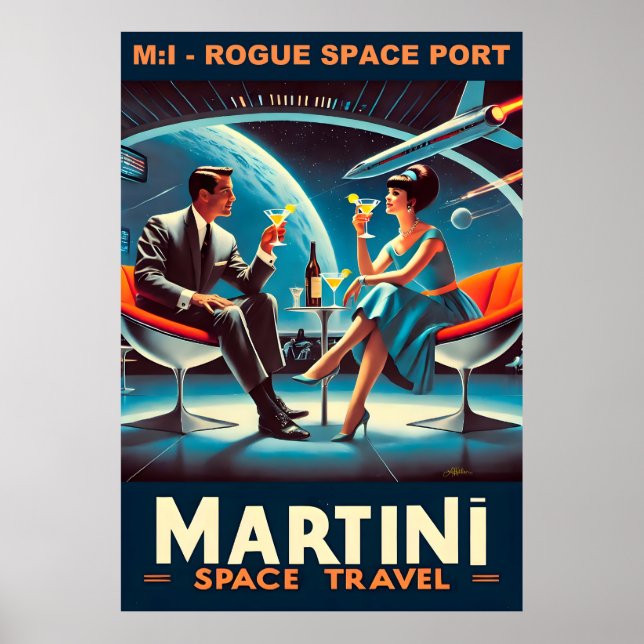 Martini Space Travel Poster Rogue Space Port (Vorne)
