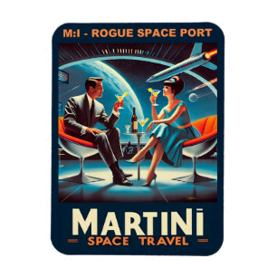 Martini Space Travel Poster Rogue Space Port Magnet