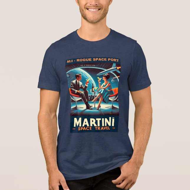Martini Space Travel Poster Rogue Space Port Tri-Blend Shirt (Vorderseite)