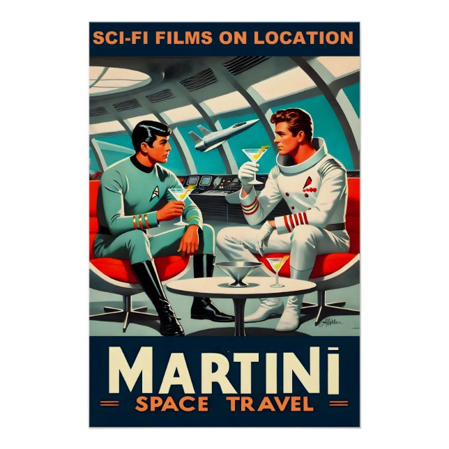 Martini Space Travel Poster Sci-Fi-Filme im Weltra (Vorderseite)