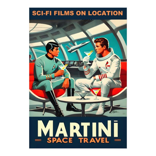 Martini Space Travel Poster Sci-Fi-Filme im Weltra (Vorne)