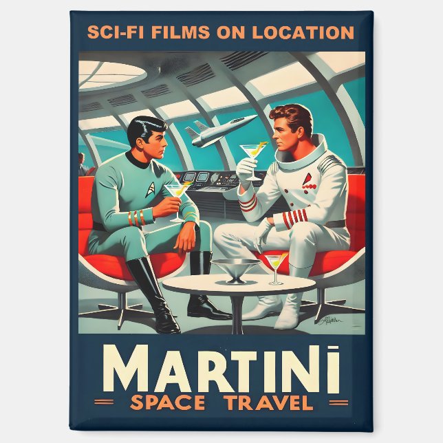 Martini Space Travel Poster Sci-Fi-Filme im Weltra Magnet (Vorderseite)