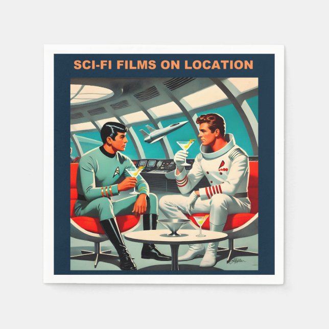 Martini Space Travel Poster Sci-Fi-Filme im Weltra Serviette (Vorderseite)