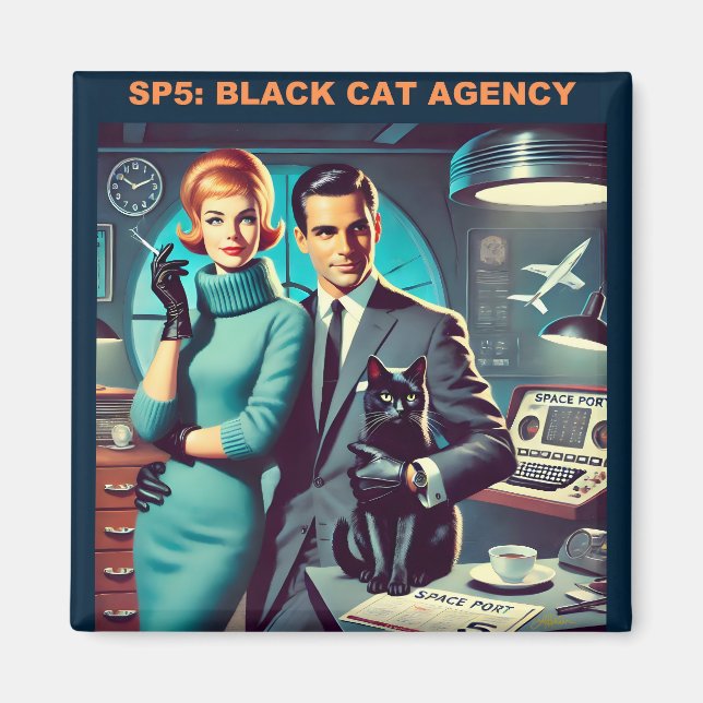 Martini Space Travel Poster SP5: Black Cat Agency Magnet (Vorne)