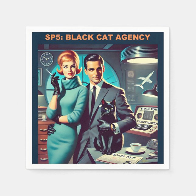 Martini Space Travel Poster SP5: Black Cat Agency Serviette (Vorderseite)