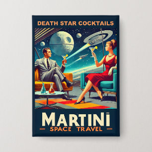 Martini Space Travel Posters Death Star Cocktails Button
