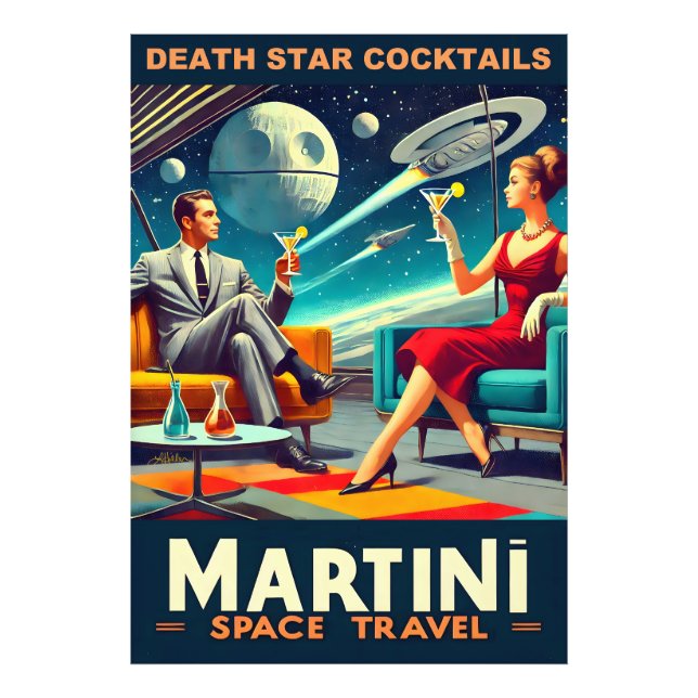 Martini Space Travel Posters Death Star Cocktails Fotodruck (Vorne)