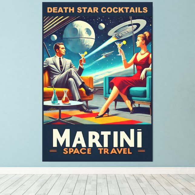 Martini Space Travel Posters Death Star Cocktails Leinwanddruck (Insitu (Holzboden))