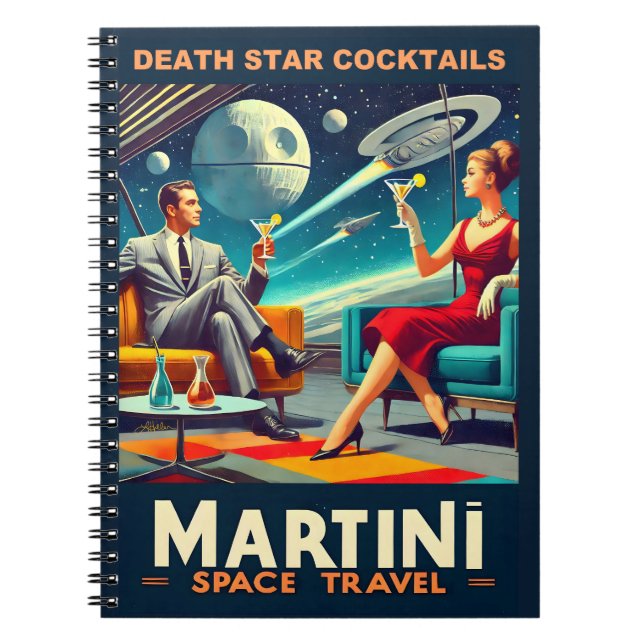 Martini Space Travel Posters Death Star Cocktails Notizblock (Vorderseite)