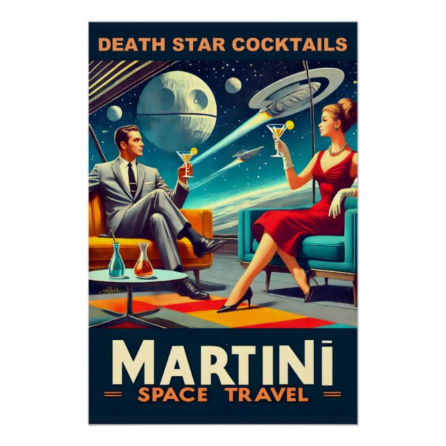 Martini Space Travel Posters Death Star Cocktails Poster (Vorderseite)