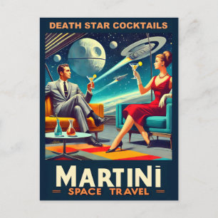 Martini Space Travel Posters Death Star Cocktails Postkarte