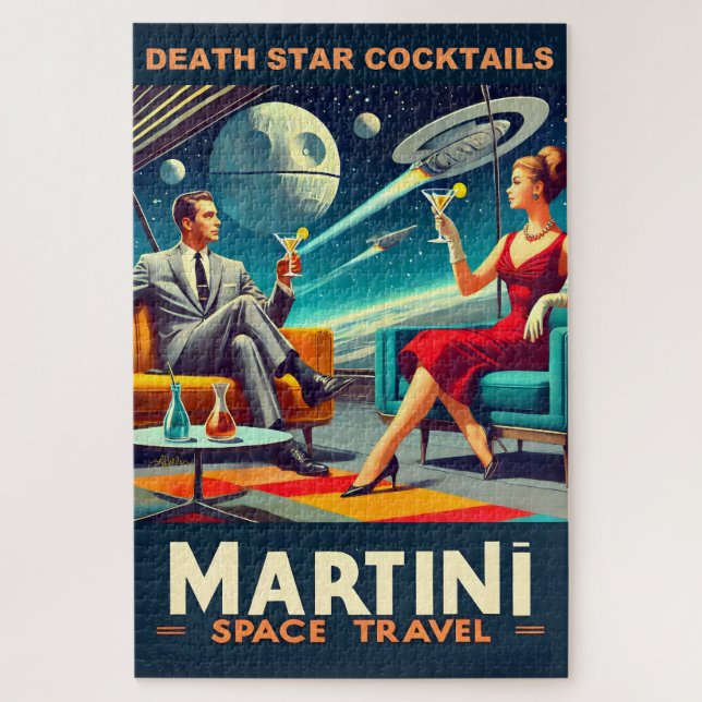 Martini Space Travel Posters Death Star Cocktails Puzzle (Vertikal)