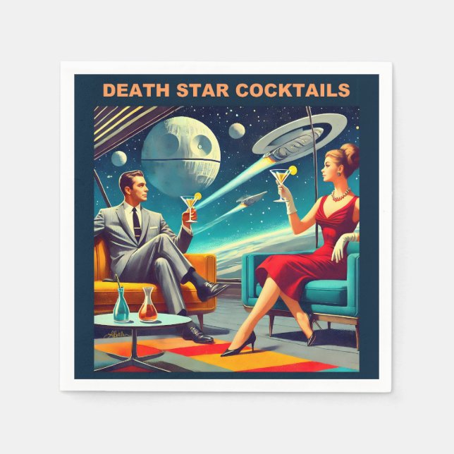 Martini Space Travel Posters Death Star Cocktails Serviette (Vorderseite)