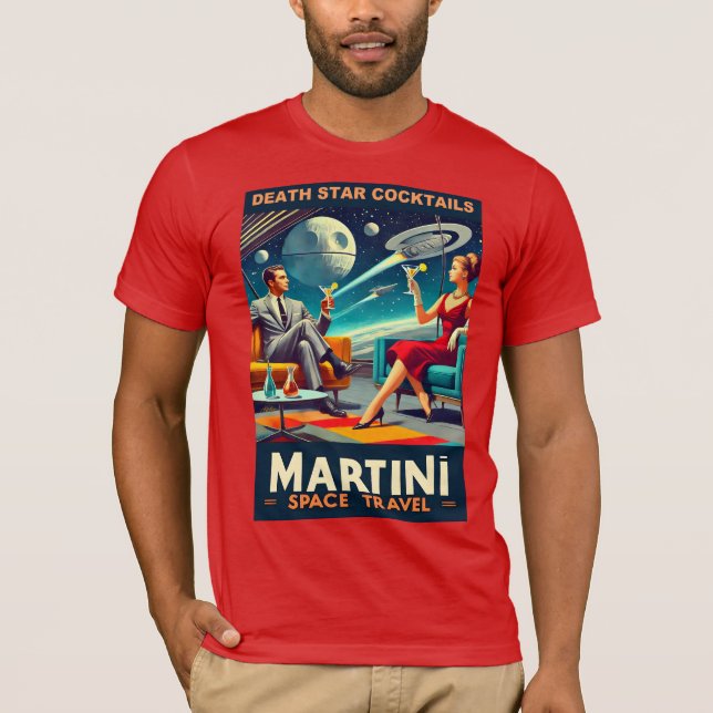 Martini Space Travel Posters Death Star Cocktails T-Shirt (Vorderseite)