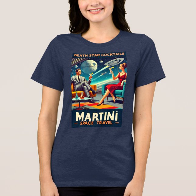 Martini Space Travel Posters Death Star Cocktails Tri-Blend Shirt (Vorderseite)