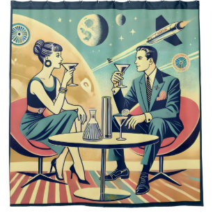Martini Space Travel Posters Flight Crew Duschvorhang