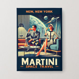 Martini Space Travel Posters New, New York Button