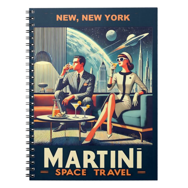 Martini Space Travel Posters New, New York Notizblock (Vorderseite)