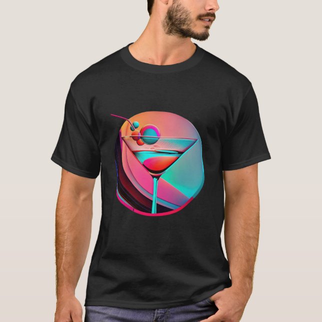 Martini Synthwave 80s Retrowave Aesthetic T-Shirt (Vorderseite)
