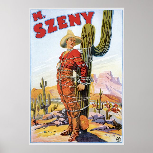 Martini Szeny ~ Vintag Cowboy Wonder Magic Act Poster (Vorne)