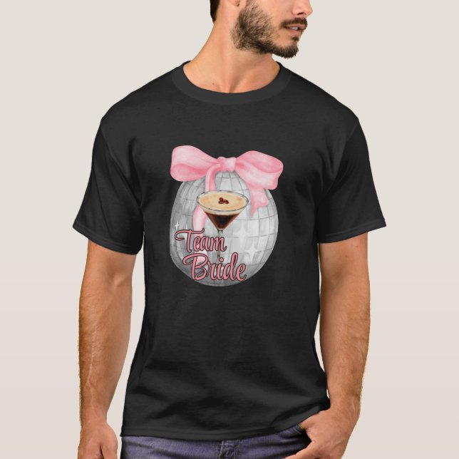 Martini Team Bride Coquette Pink Bow Diskothek Bal T-Shirt (Vorderseite)