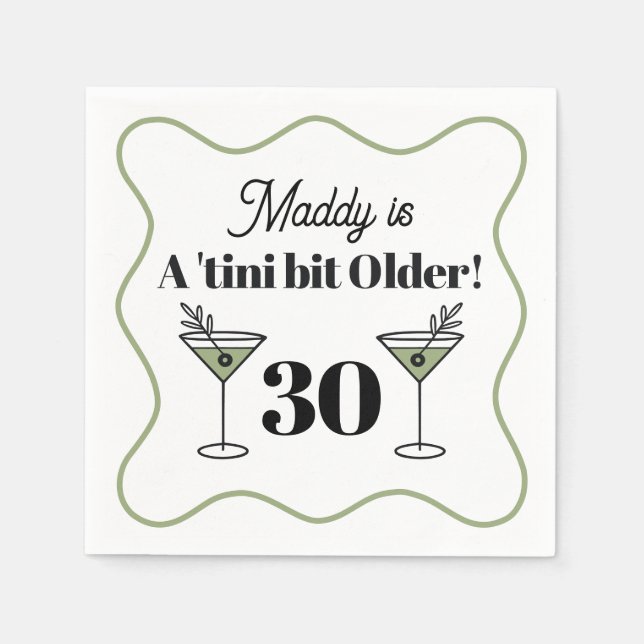 Martini-Themed Birthday Napkins Serviette (Vorderseite)