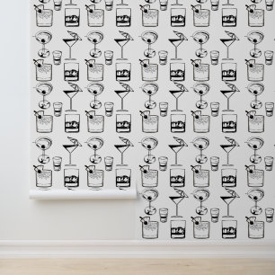 Martini und Cocktails Schwarz und Weiß Modernes Ge Tapete