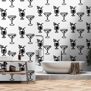 Martini und Cocktails Schwarz-Weiß Moderner Drink Tapete
