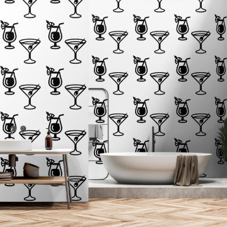 Martini und Cocktails Schwarz-Weiß Moderner Drink Tapete