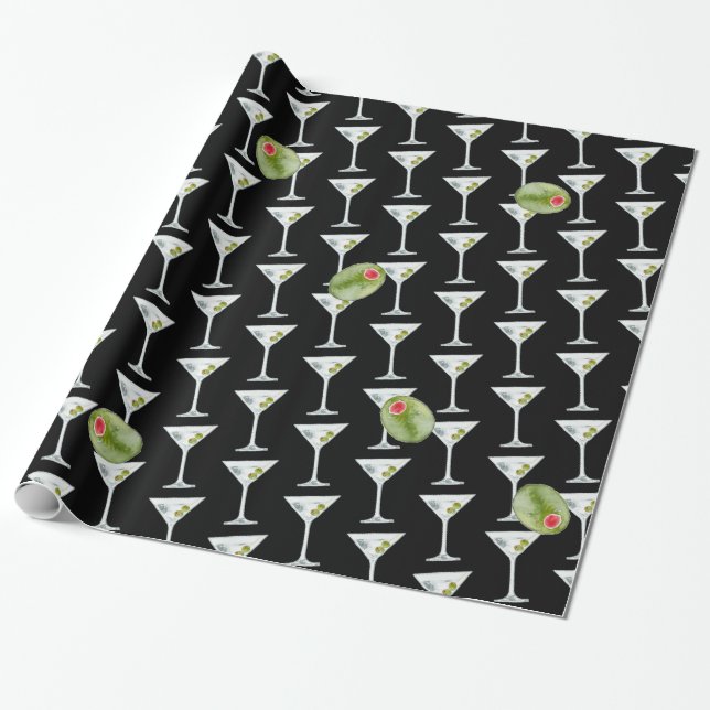 Martini und Olive Geschenkpapier (Ungerollt)