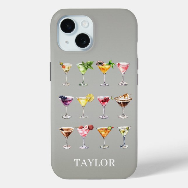 Martini-Wahnsinn-Monogramm Case-Mate iPhone Hülle (Rückseite)