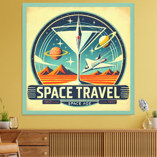 Martini Weltraum Reise 1957 New Worlds Logo Leinwanddruck