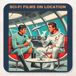 Martini Weltraum-Reiseplakat Science-Fiction-Filme Rechteckiger Pappuntersetzer