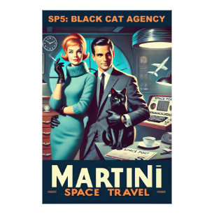 Martini Weltraum-Reiseplakat SP5: Black Cat Agency Fotodruck