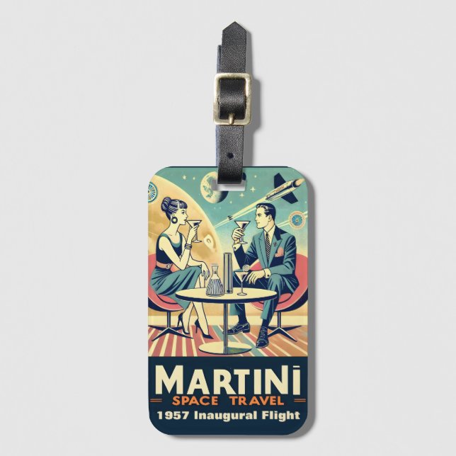 Martini Weltraum-Reiseplakate Flugbesatzung  Gepäckanhänger (Vorderseite Vertikal)