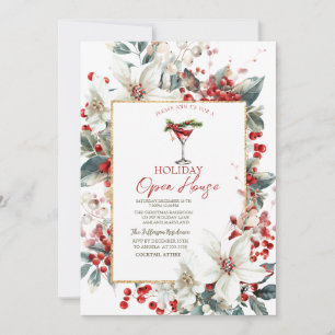 Martini White Poinsettia Holiday Open House Einladung